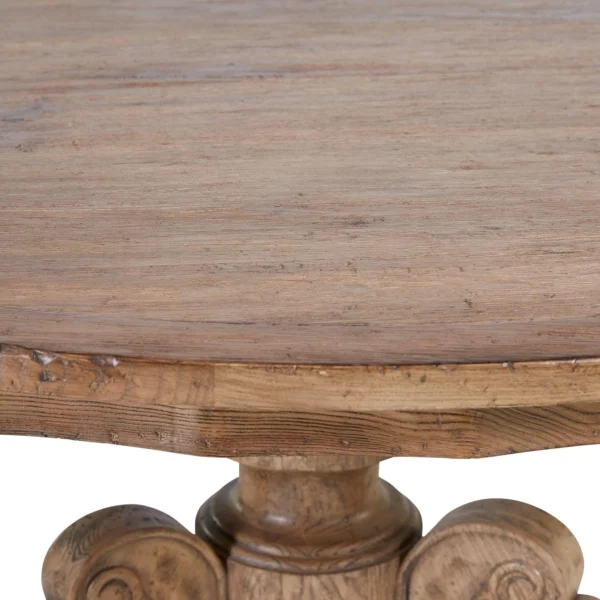 A close up of the top of a wooden table