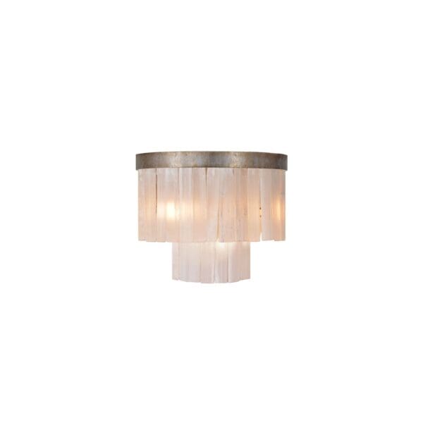 A ceiling light with a metal frame and glass shade.